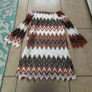 Zigzag Pattern Strapless Dress - Multicolor